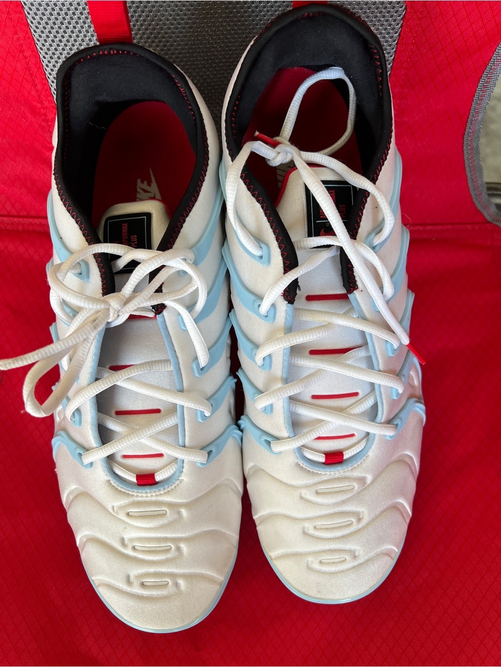 Nike White & Light Blue Sneakers with Red Accents